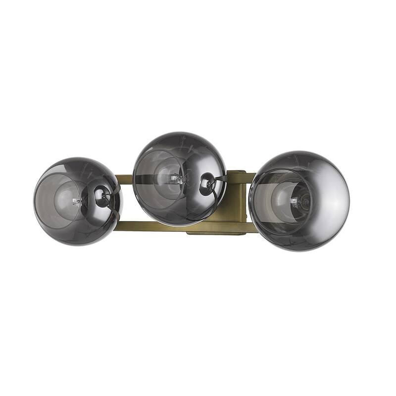 Modern Brass Flush Mount Wall 3-Light with Smoke Glass Shades and Dimmable E26 Fixture Damp Rated Indoor Use