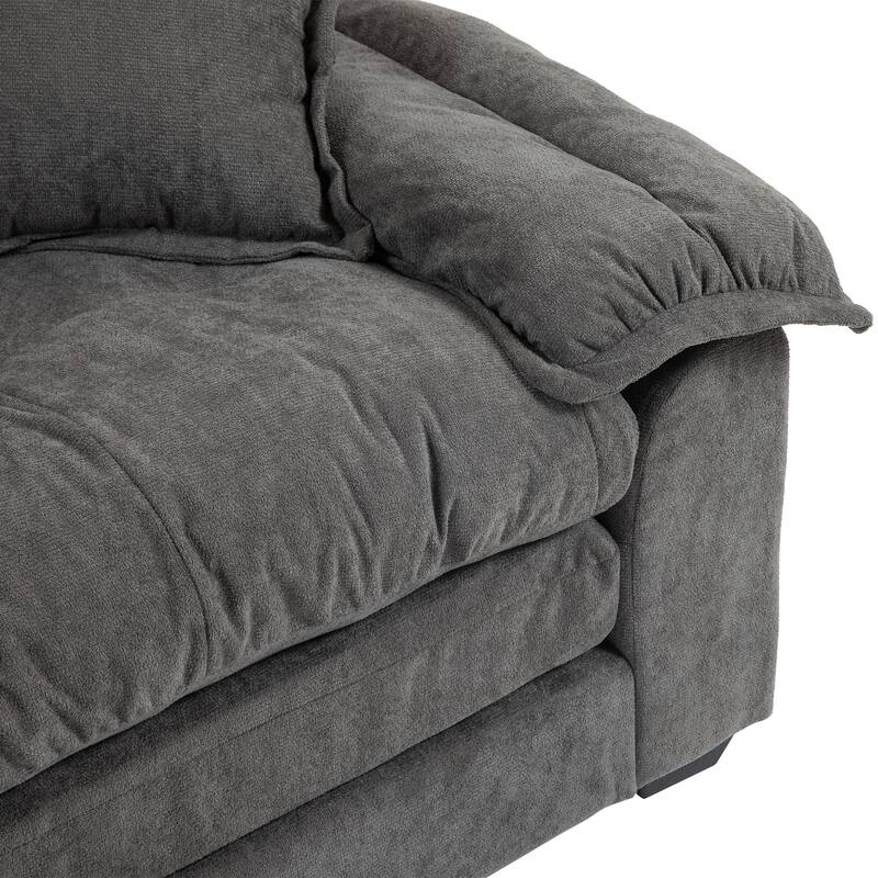 Luxurious 84" Chenille Fabric Recliner Sofa with Memory Foam and 2 Throw Pillows for Small Spaces