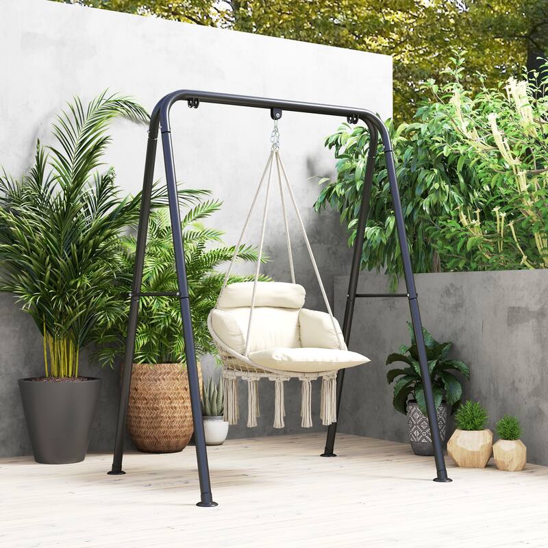 Hanging Swing Chair with Soft Cushion for Indoor Outdoor Use - 31.5" W x 23.6" D x 15.7" H