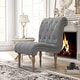 preview thumbnail 15 of 19, Upholstered Accent Lounge Chair for Bedroom Living Room Armless Slipper Chair with Wood Legs Grey - 24"32.6"33.8"