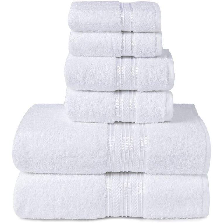 Décor&More BathEssentials 100% Cotton Extra Heavy 6 Piece Bath Towel Set - White
