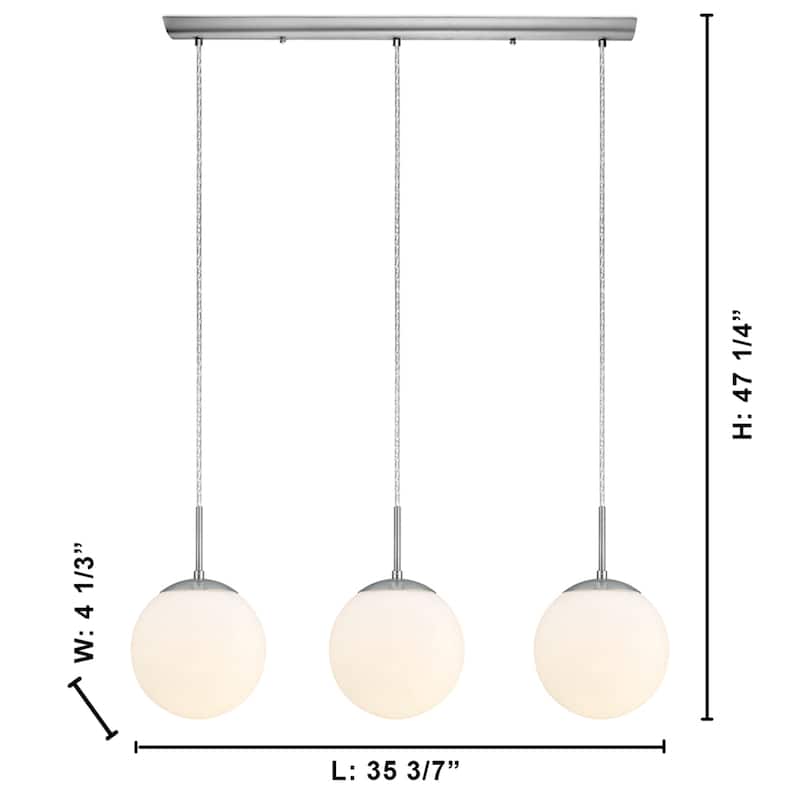 Eglo Romy 3-Light Satin Nickel Linear Pendant with Opal Glass