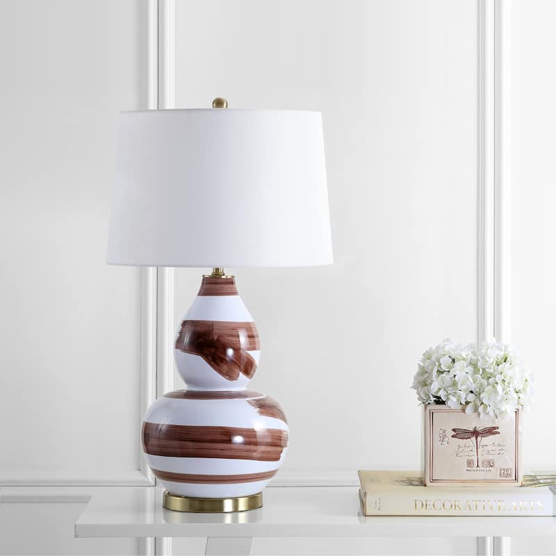 SAFAVIEH Lighting Heidje 32-inch LED Table Lamp - 18Wx18Dx32H - Brown/White