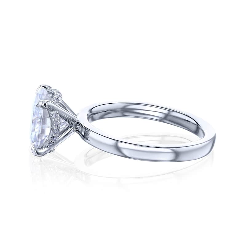 Kobelli Sunset Line 4.1 Carats Lab Grown Diamond Certified Solid Platinum Round Floating Drape Halo Verona Ring