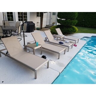Cape Coral Outdoor Aluminum Adjustable Chaise Lounge (Set of 4) by Christopher Knight Home