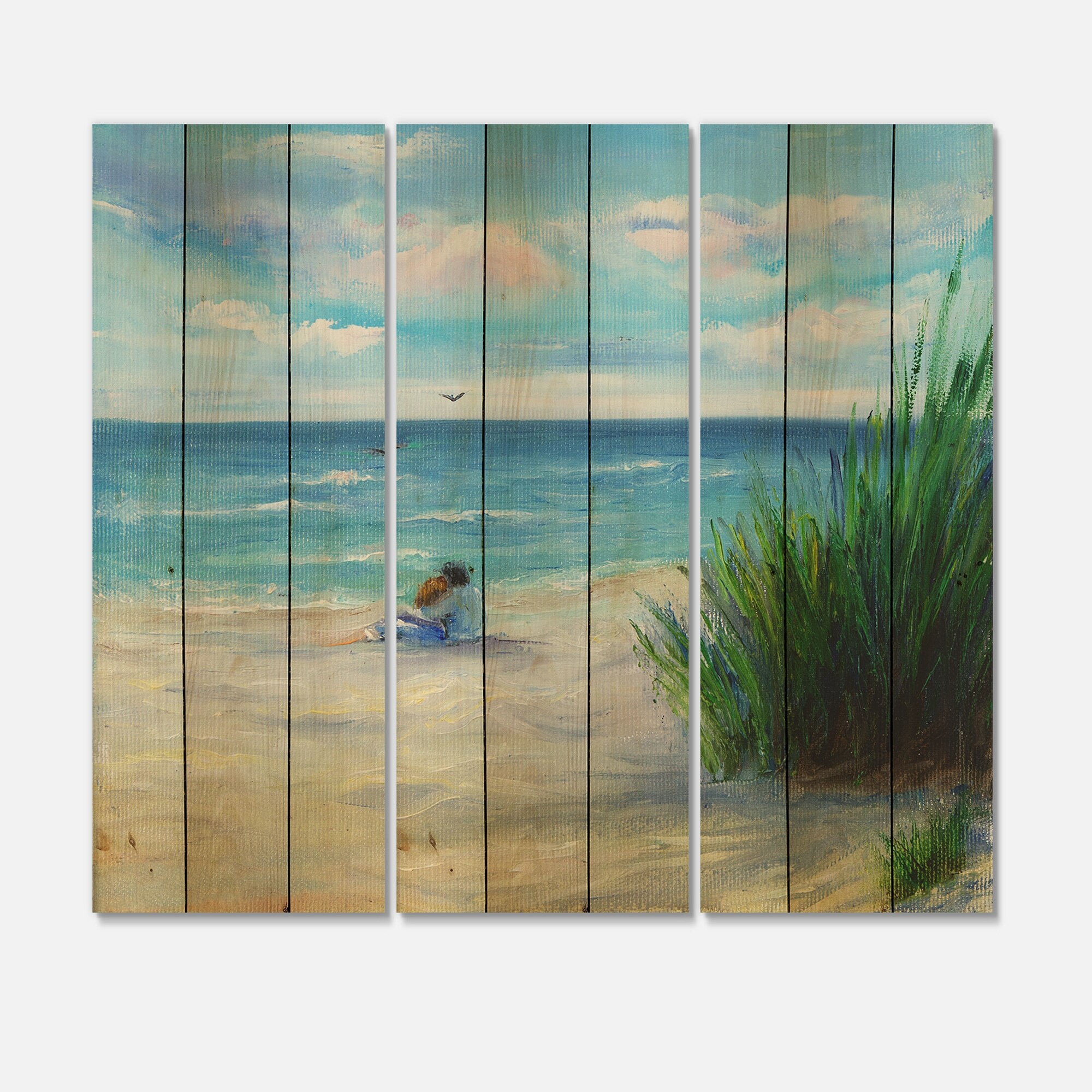 Designart 'Couple In Love By The Beach' Nautical & Coastal-image
