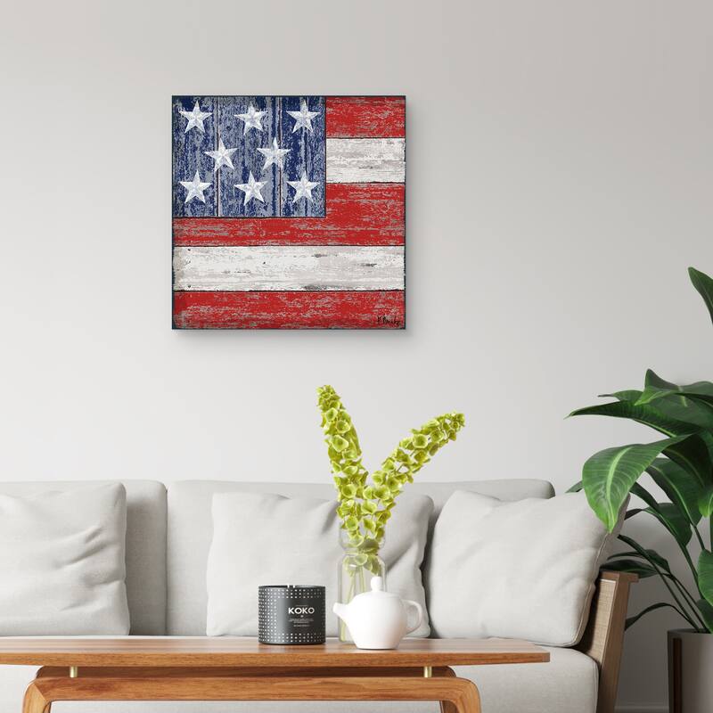 Distressed American Flag Square by Paul Brent Canvas Art Print