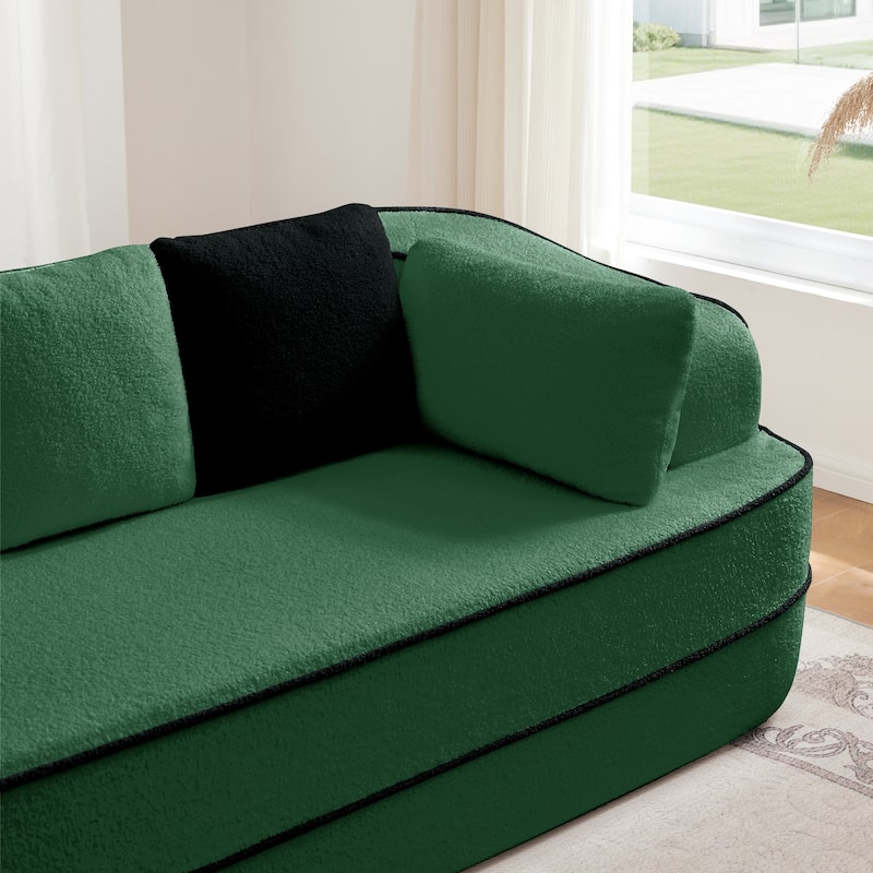 GDF Studio - Greenbrier 77.2" Modern Teddy Upholstered Boneless Sleeper Sofa with Double Chaises, and Contrast Color Design