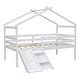 preview thumbnail 7 of 6, Modern Twin Size Low Loft Bed with Slide and Ladder and Safety Guardrails and House Roof for Bedroom