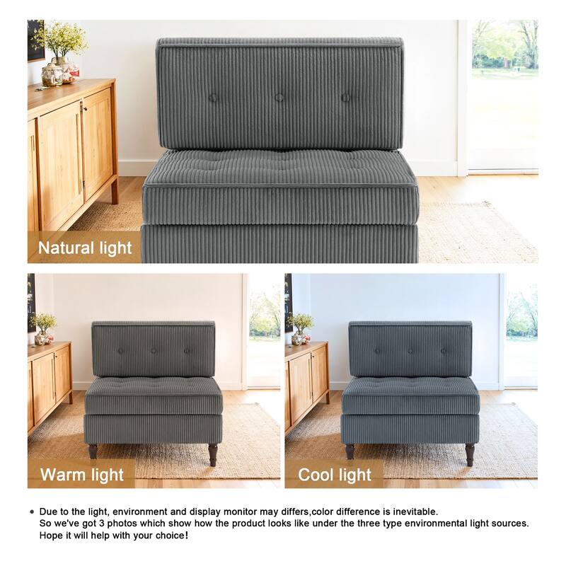 32.57" W Upholstered Corduroy Armless Accent Chair