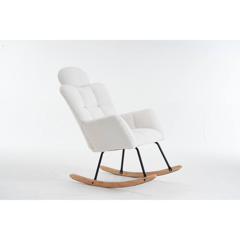 Ivory Accent Armchair Padded Chair Rocking Chair, Comfortable Office Chair Leisure Chair Lounge Chair