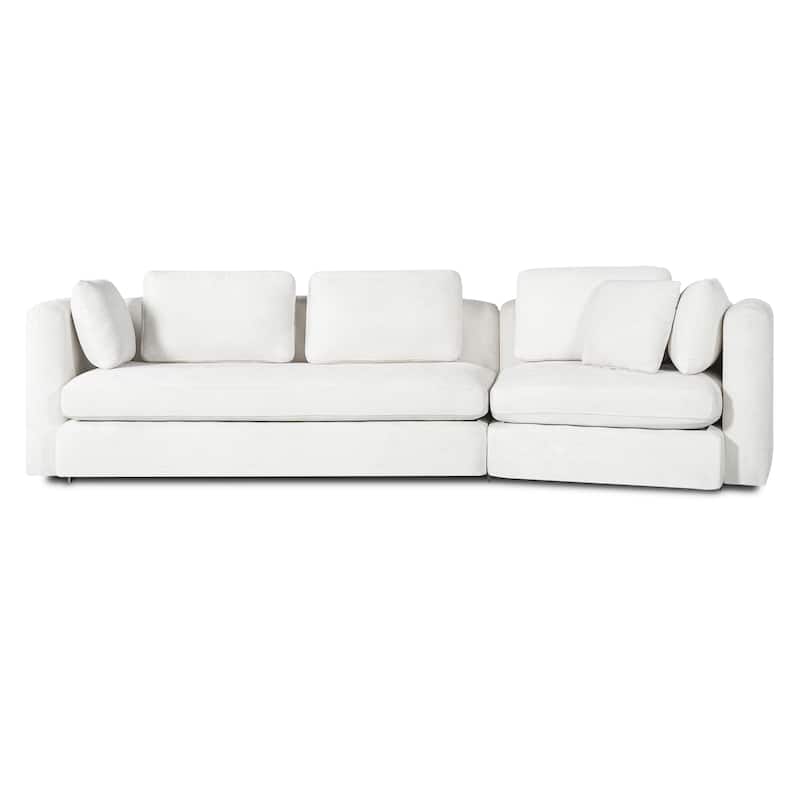 Christopher Knight Home - Contemporary 116.5" Upholstered Curved 3-Seater Sofa with Movable Cushions and 2 Throw Pillows
