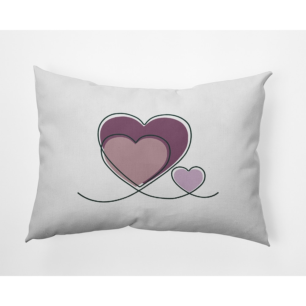 Hearts With Outlines Valentines Day Accent Pillow