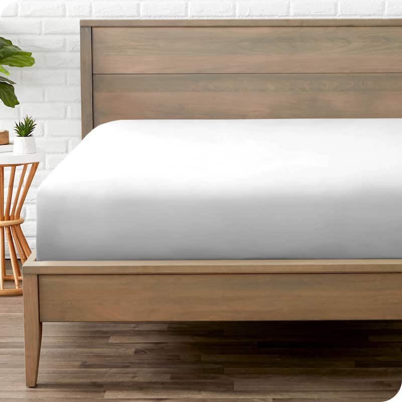 Bare Home Double Brushed Deep Pocket Fitted Sheet - Full - Cloud Grey
