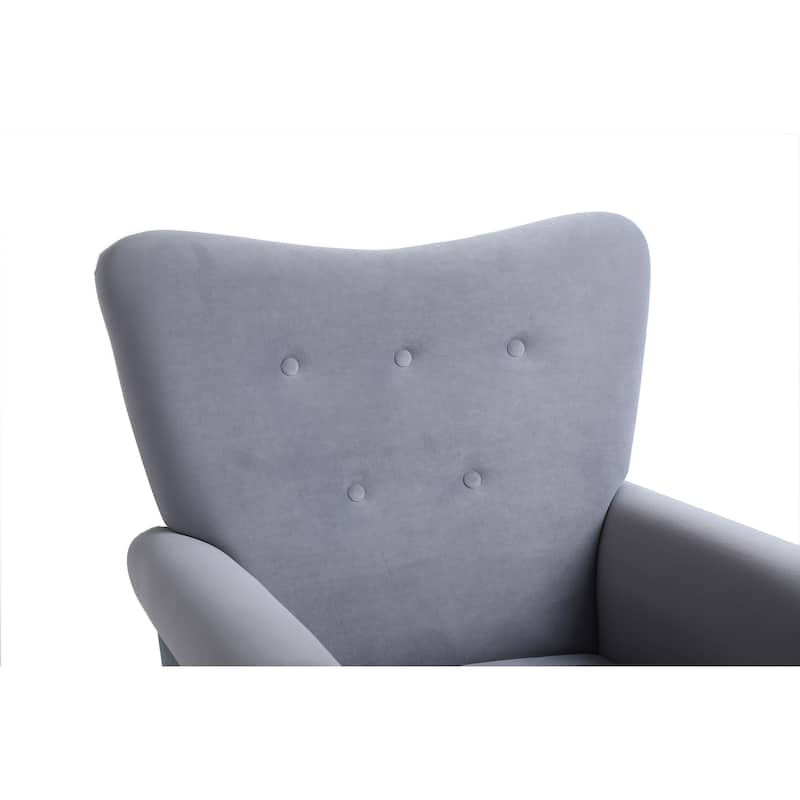 Nursery Rocking Chair with High Back, Modern Baby Room Rocker with Padded Seat, Comfortable Fabric Armchair