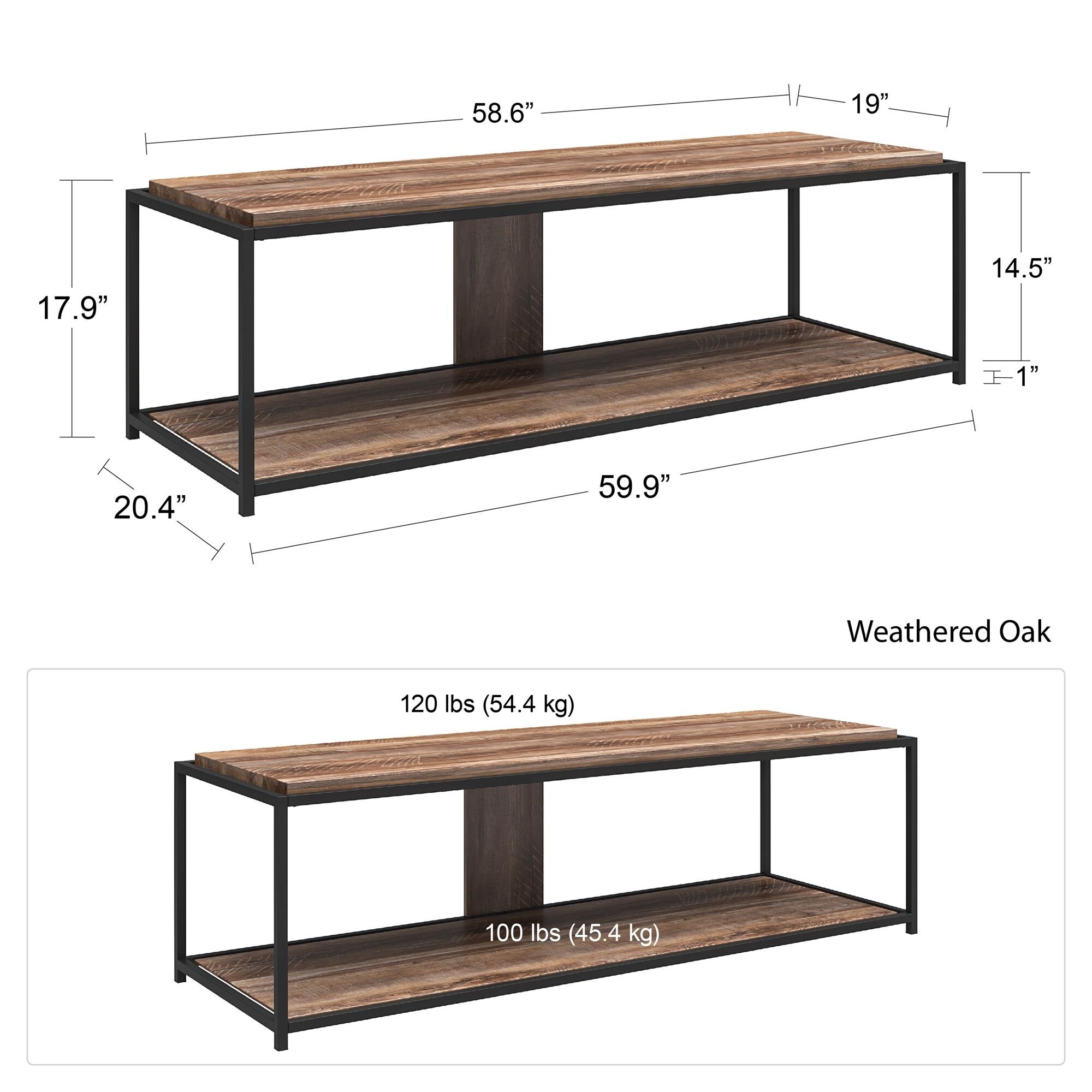 Ameriwood Home Machias TV Stand for 65" TVs, Weathered Oak