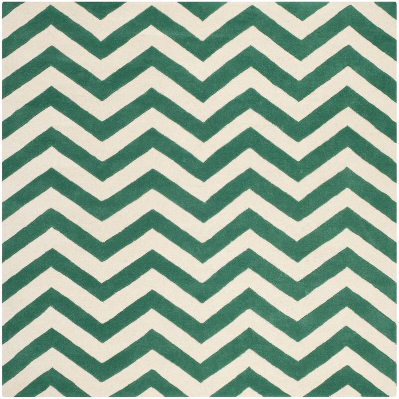 SAFAVIEH Handmade Chatham Traudel Modern Moroccan Wool Rug - 7' Square - Teal/Ivory