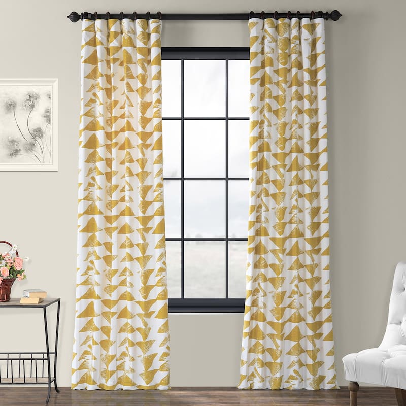 Exclusive Fabrics Triad Geometric Room Darkening Curtains Printed Cotton Twill Curtain (1 Panel)