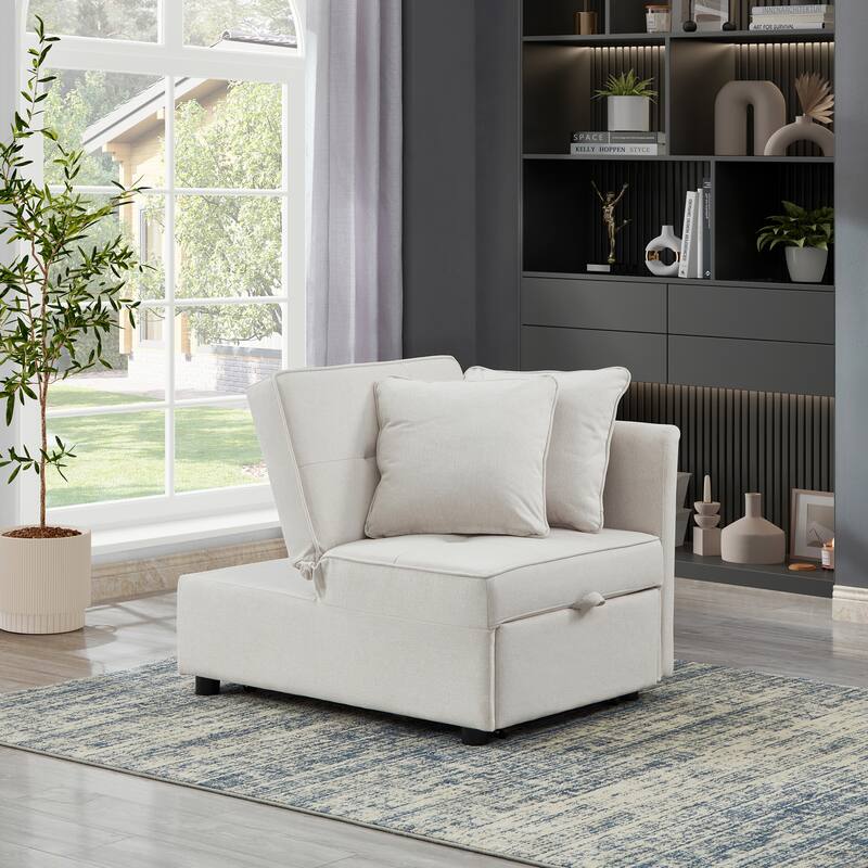 4-in-1 Sofa Bed - Convertible Recliner with Wood Frame