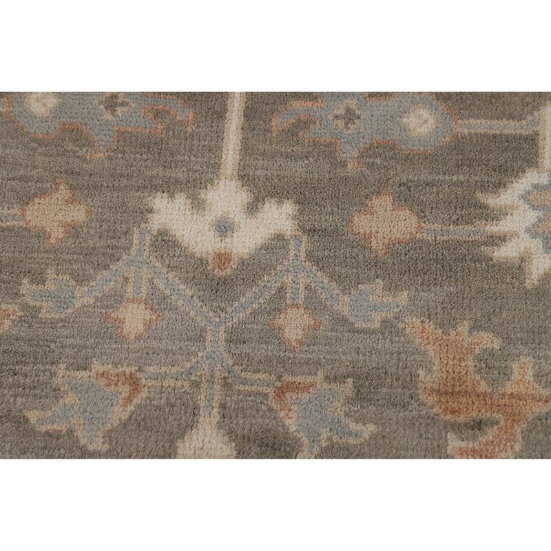 Transitional Floral Oushak Style Area Rug Handmade Wool Carpet - 7'11" x 10'1"