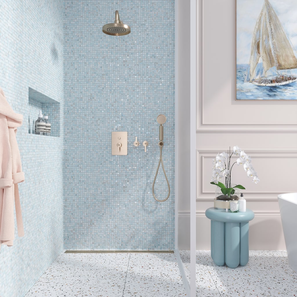Apollo tile 12" x 12" Celestial Glossy Pastel Blue Glass Tile (20 sq ft/case) - 20 Pack