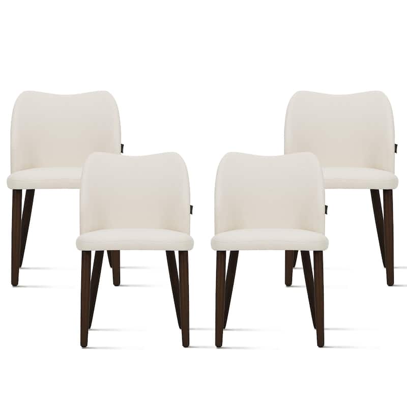 Set of 2 Wooden Dining Chairs, Beige Upholstered Fabric for Kitchen & Dining Room