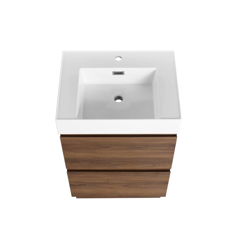 24 in. W x 18 in. D x 35 in. H Single Sink Freestanding Bath Vanity with White Resin Top