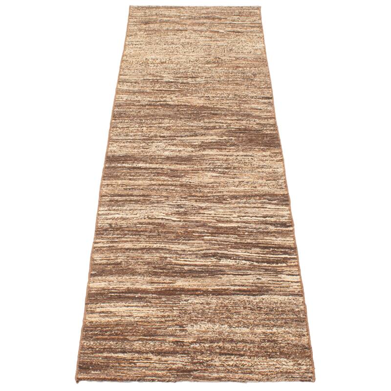 ECARPETGALLERY Flat-Weave Natural Brown Wool Tapestry Kilim - 2'7 x 9'2