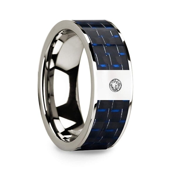 mens wedding bands with blue inlay