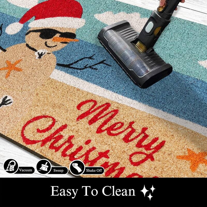 A1HC Natural Coco Coir Door Mat with Heavy Duty Non-Slip PVC Backing - 18" x 30" - Easy to Clean