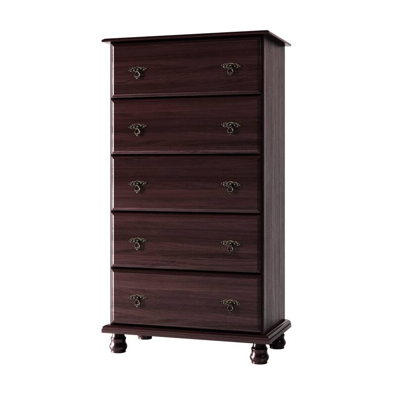 100% Solid Wood Traditioinal Kyle 5-Jumbo Drawer Chest by Palace Imports