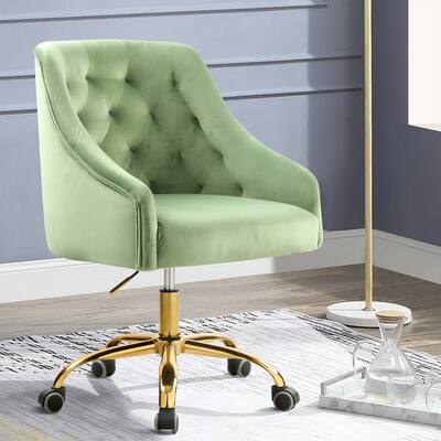 Velvet Swivel Upholstered adjustable height Home office Chair With Golden Legs