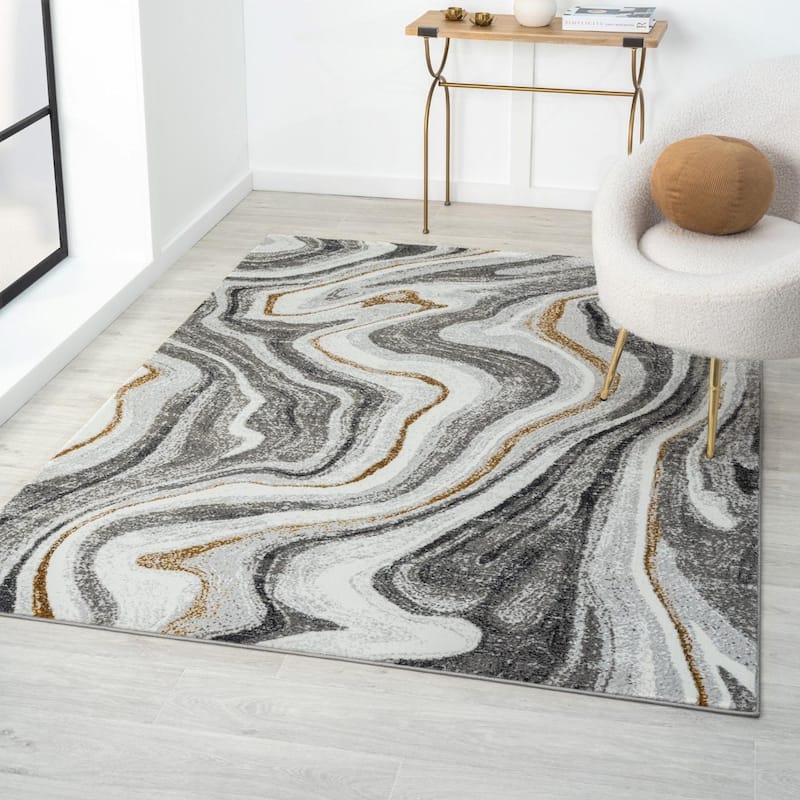 Luxe Weavers Marble Abstract Area Rug, Medium Pile Bedroom Rug - 6x9 - Grey