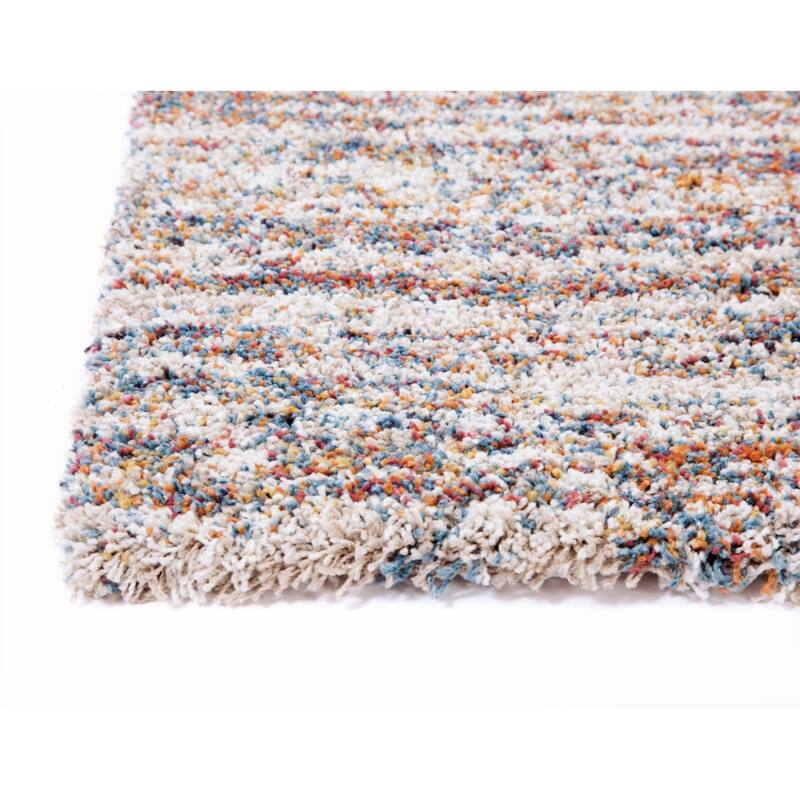 Ivory/Multi Striped Area Rug 8x10 - 8' x 10'