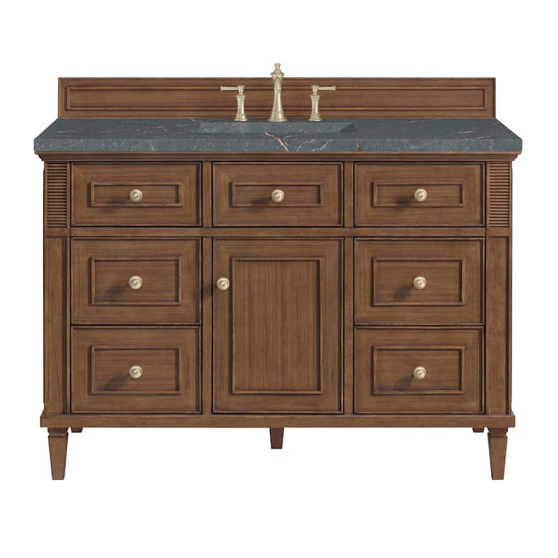 James Martin Vanities 424-V48-3PBL Lorelai 48" Single Basin Wood - Mid-Century Walnut - Walnut Finish