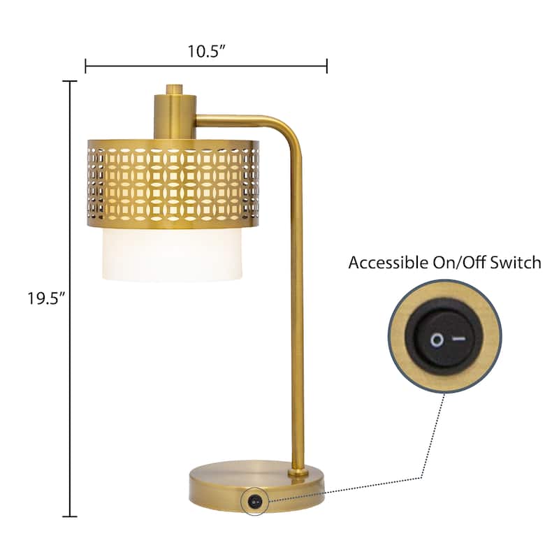 Eliza River of Goods Gold Metal and Fabric Two-Piece Shade 19.5-Inch Table Lamp - 10.5" x 10.5" x 19.5"