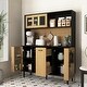 preview thumbnail 5 of 9, 59" H Buffet Sideboard Cabinet with Storage Door & Power Outlet, Farmhouse Coffee Bar Cabinet with Wine Rack