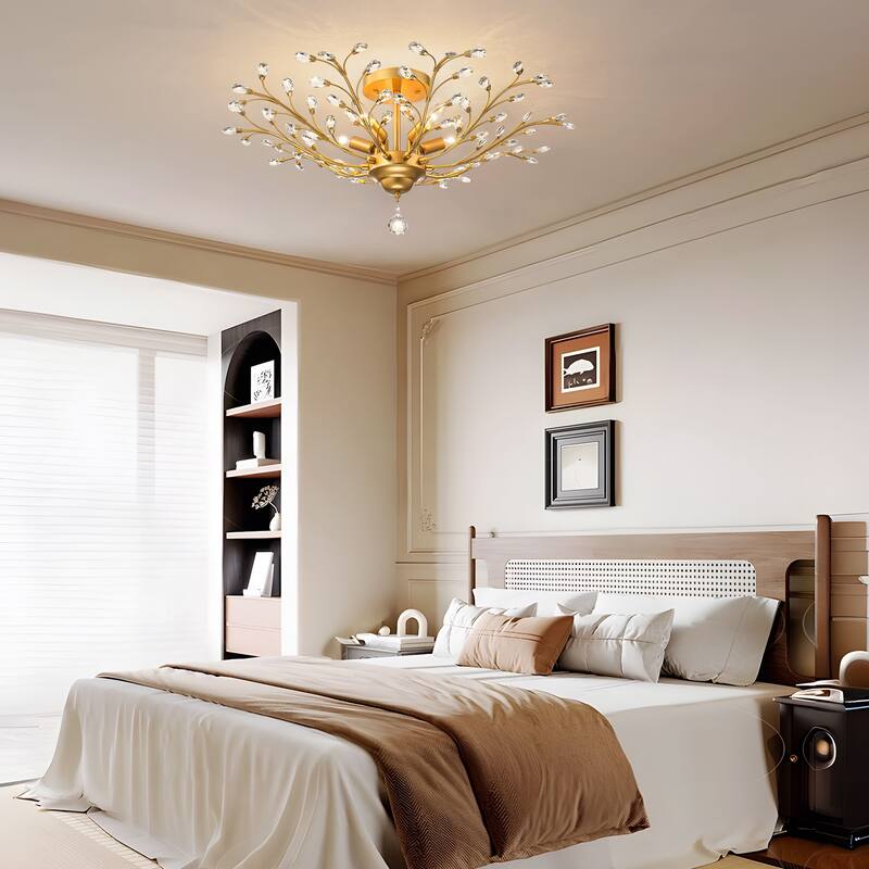 Starsky 5-Light Vintage Crystal Branch Semi-Flush Mount