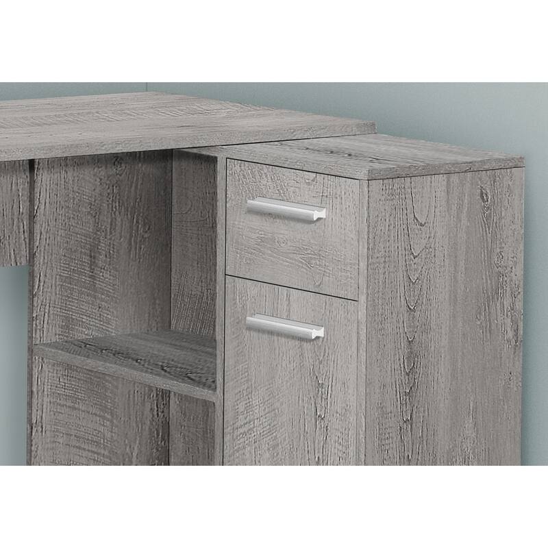 Computer Desk, Home Office, Corner, Storage Drawers, 46"l, L Shape, Work, Laptop, Grey Laminate, Contemporary - Grey