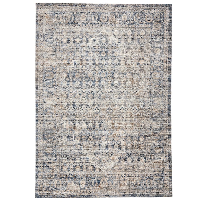 Terra by Obeetee Ava Distressed Arabesc Rug - Oxford Blue - 5' x 7'6"
