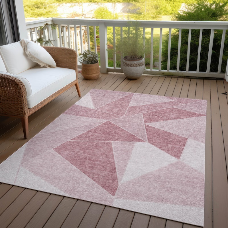 Machine Washable Indoor/ Outdoor Chantille Contemporary Mosaic Rug