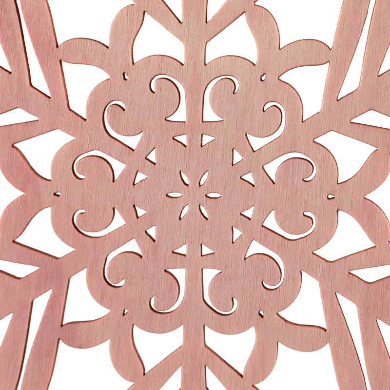 Snowflake Shaped Cut-Out Wooden Christmas Ornaments - 4.75" - Pink - Set of 4