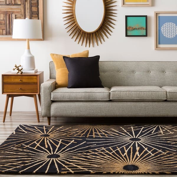 slide 2 of 4, Hand-tufted Brown Contemporary Mayflower Wool Abstract Area Rug - 5' x 8' - 5' x 8' Black/Brown - 5' x 8'