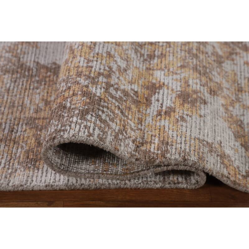 Beige Modern Area Rug Handmade Abstract Wool Carpet - 8'0"x 11'5"
