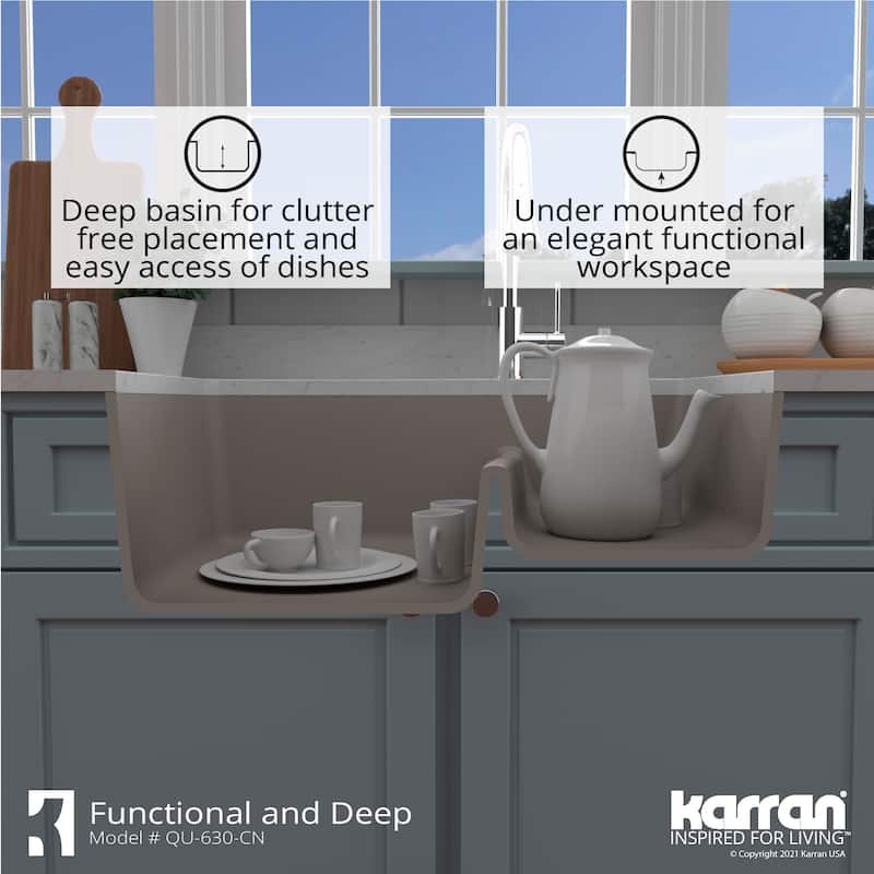 Karran Undermount Quartz Double-bowl Kitchen Sink