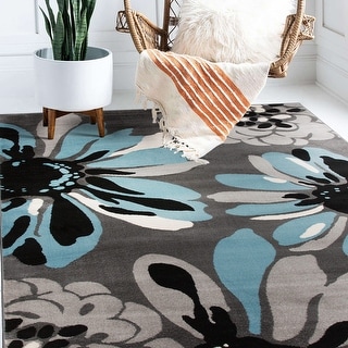 Modern designer carpet rug mat room flower grey 