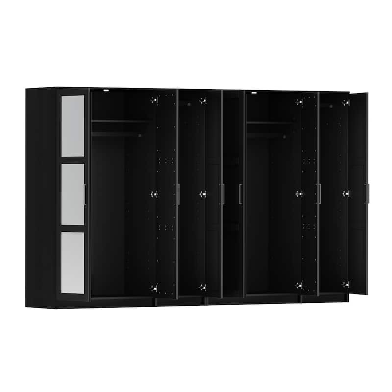 Palace Imports 100% Solid Wood Urban 6-Door Wardrobe with Solid and Mirrored Doors