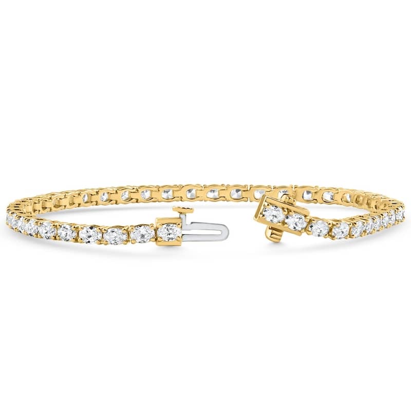 Bliss Diamond 4.5Ct Oval Cut Diamond Tennis Bracelet 7" Yellow Gold Lab Grown