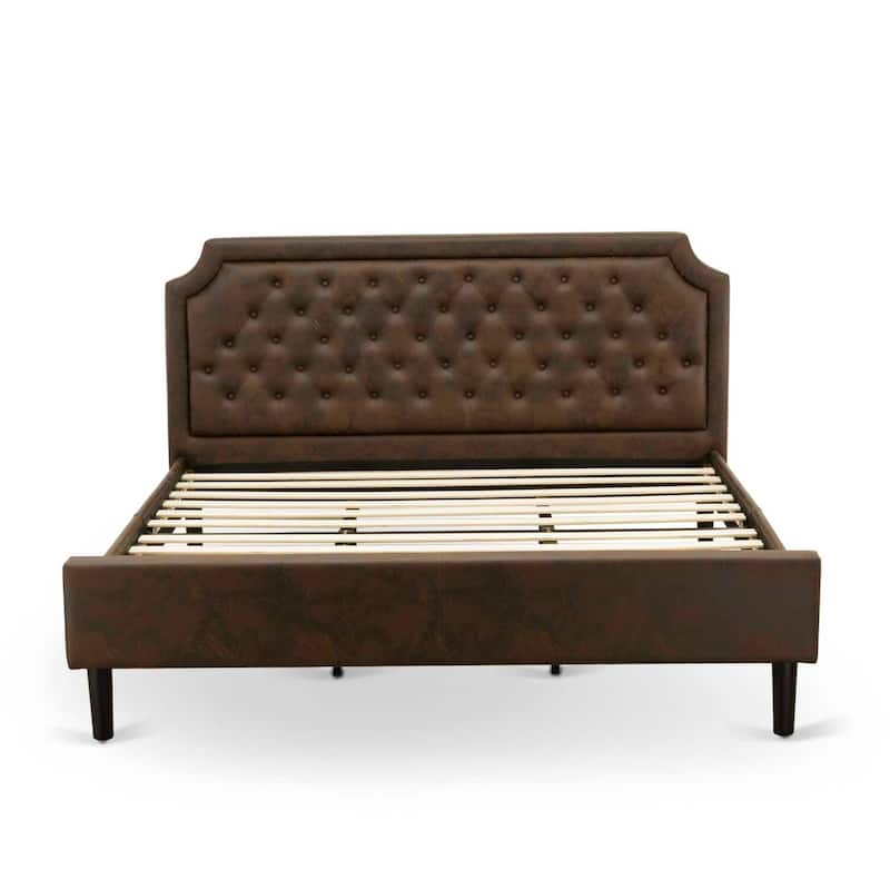 King Bed Frame Platform - Faux Leather Headboard & Footboard - Modern Bedroom Furniture