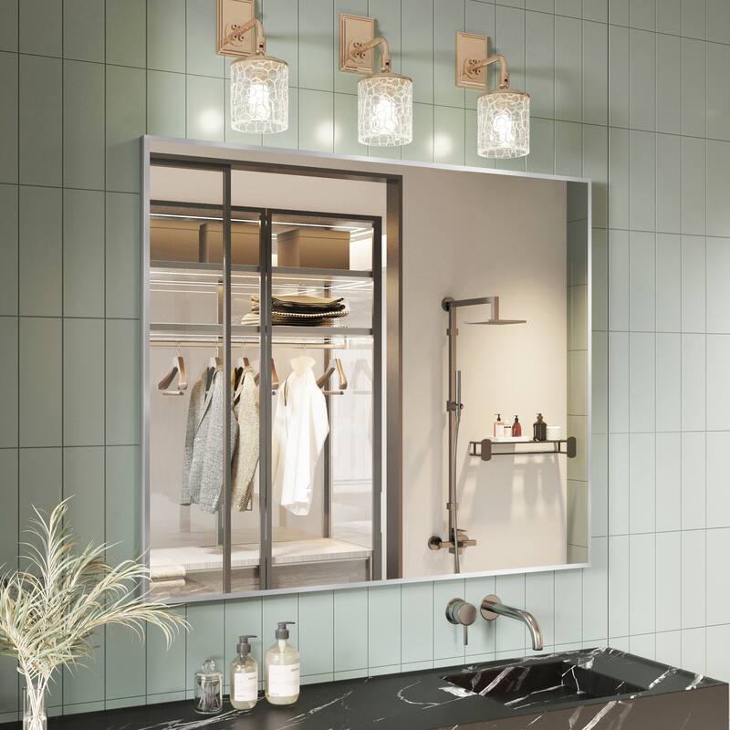 Aluminum Alloy Framed Wall Mounted Bathroom Vanity Accent Mirror in